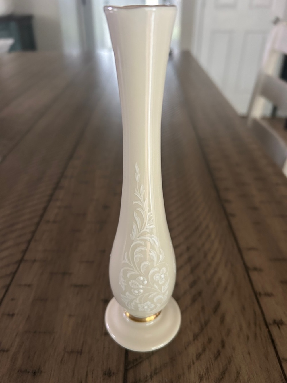 Lenox Elegant Cream Porcelain Bud Vase with Gold Trim